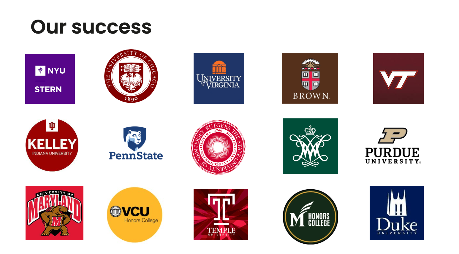 College logos of admitted students
